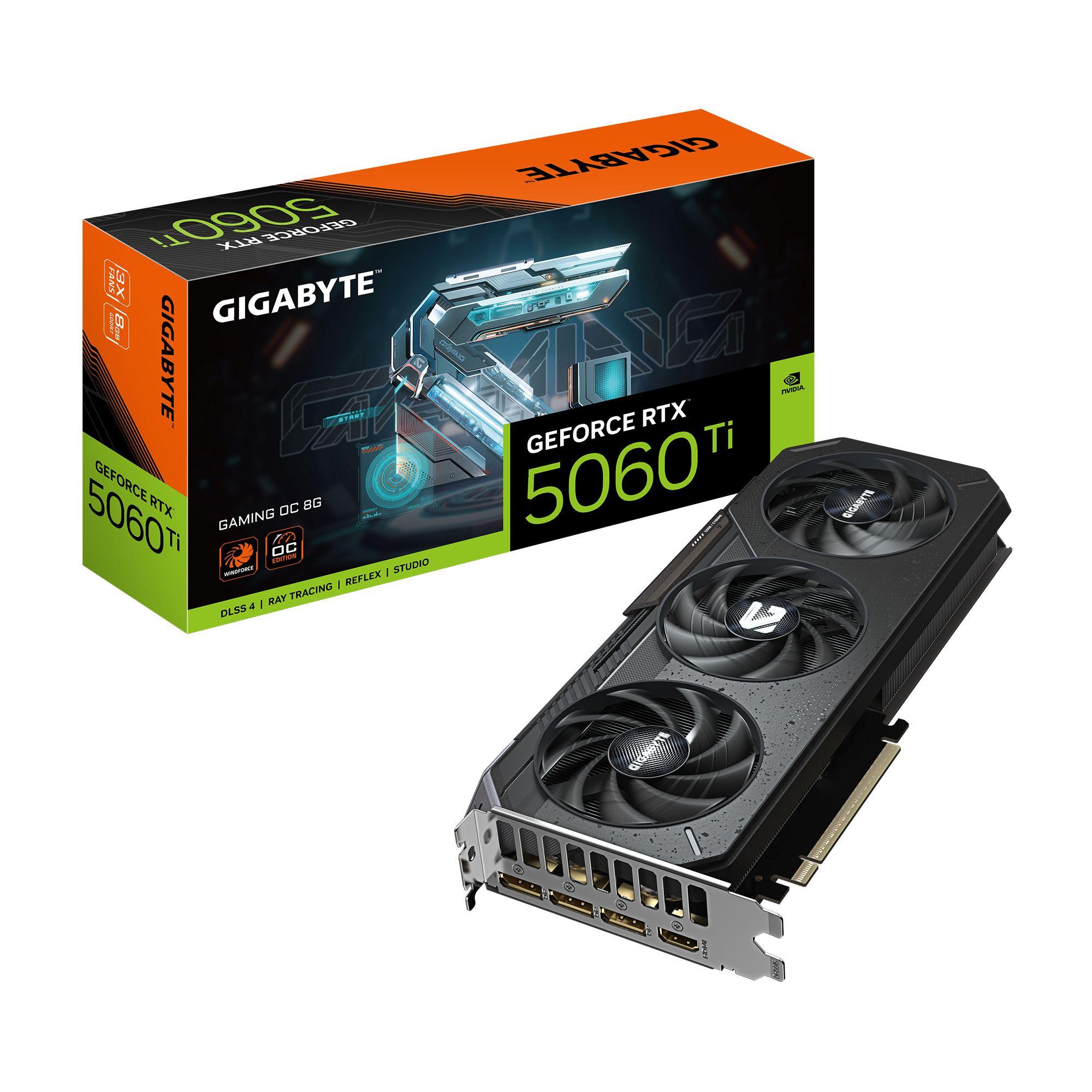 Placa Gráfica GIGABYTE GeForce RTX 5060 Ti GAMING OC 8G (GeForce RTX 5060 Ti - 28 Gbps - 8 GB - Preto)