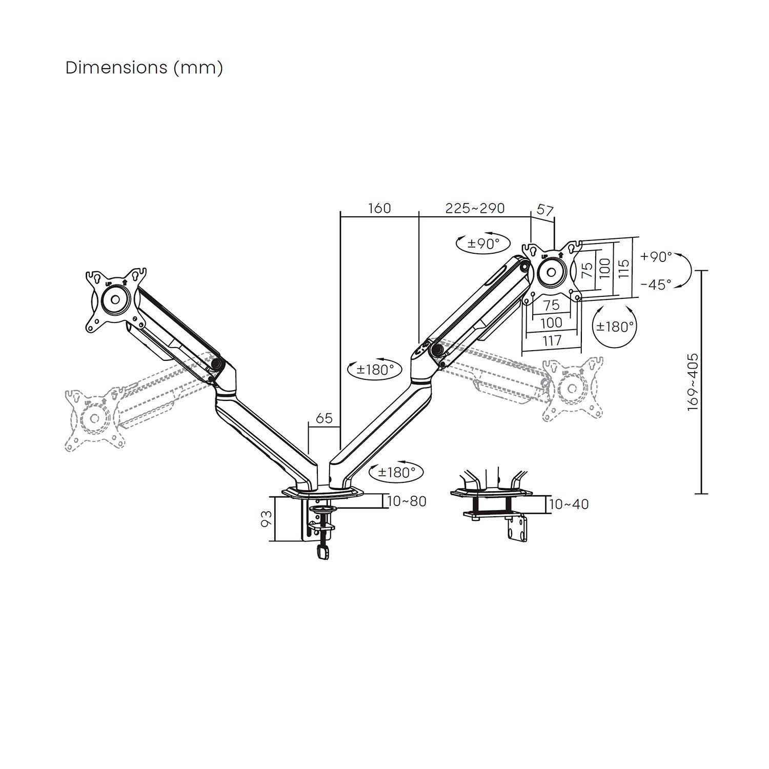 Suporte de Secretária para 2 Monitores/TV AISENS DT32TSR-451 (17-32" - 2x 9 kg - Preto), miniatura 7