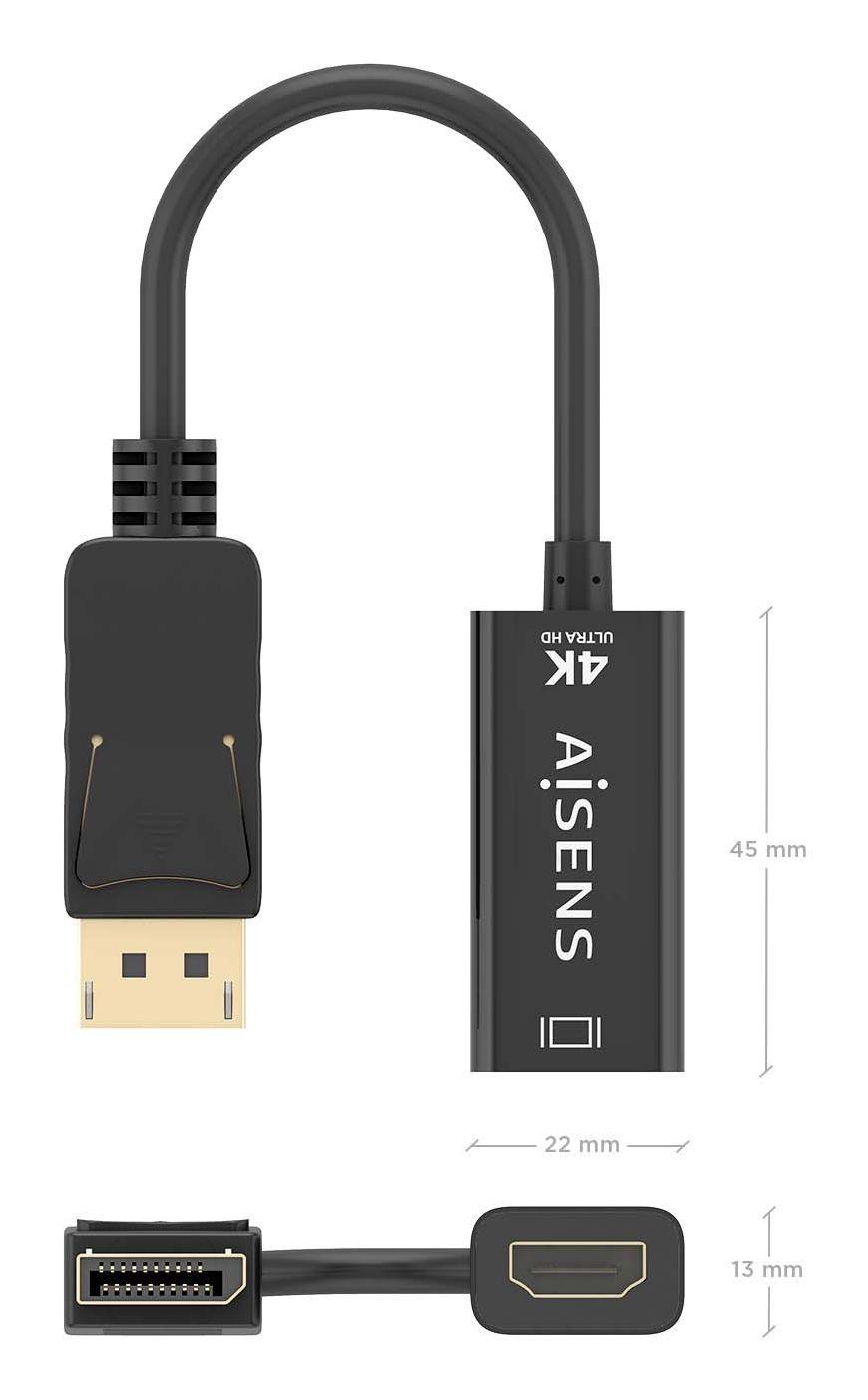 Adaptador DISPLAYPORT para HDMI AISENS A125-0905 (0,15 m - HDMI Type A - Preto), miniatura 4