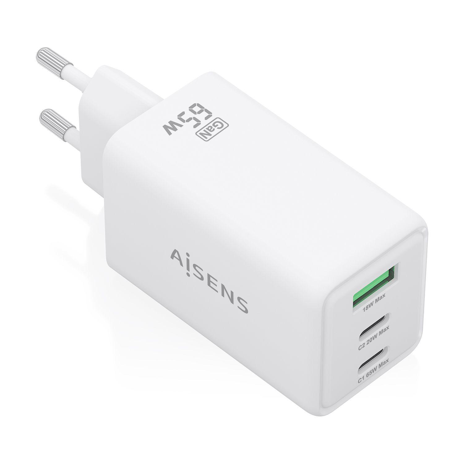 Carregador de Parede AISENS ASCH-65W3P072-W (65 W - 45 W - Tipo C - Branco)