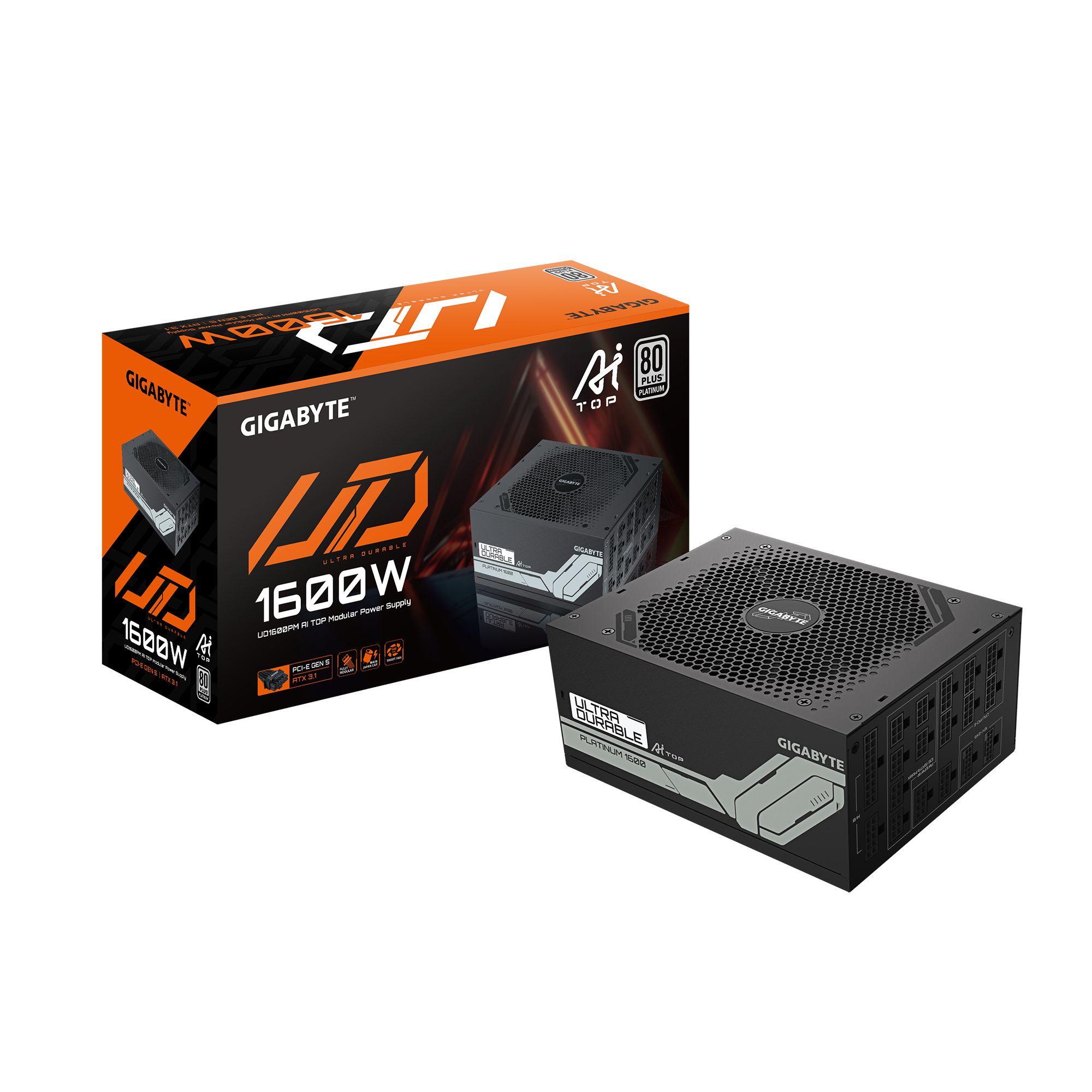 Fonte de Alimentação GIGABYTE UD1600PM PG5 AI TOP (ATX - 1600 W - 80 Plus Platinum - Preto)