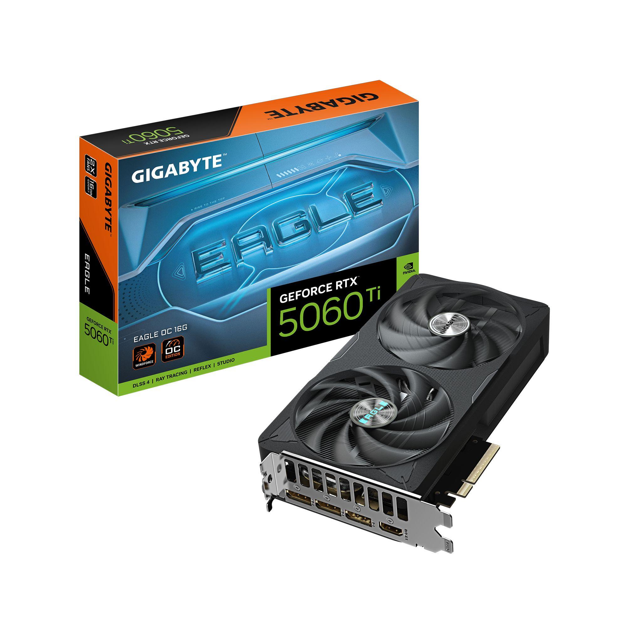 Placa Gráfica GIGABYTE GeForce RTX 5060 Ti EAGLE OC 16G (GeForce RTX 5060 Ti - 28000 MHz - 16 GB - Preto)