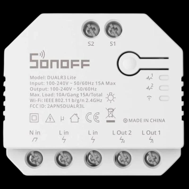 Módulo de Interruptor Inteligente SONOFF DUALR3 Lite (PC V0 retardador de fogo - Branco)