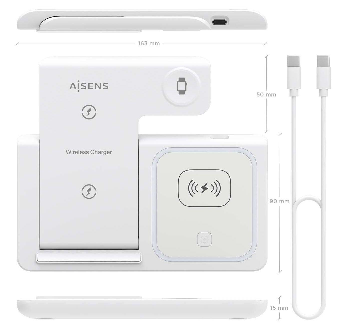 Carregador Sem Fios 3 em 1 AISENS ASCH-15W3WC044-W (15 W - Qi - Branco), miniatura 4