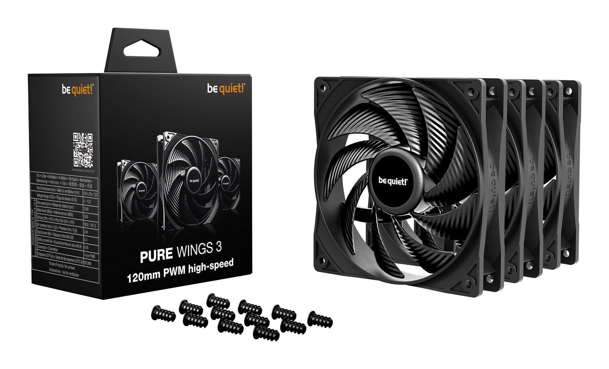 Ventoinha para Caixa de PC BE QUIET! Pure Wings 3 120mm Triple Pack HS (3,6 W - Preto), miniatura 3