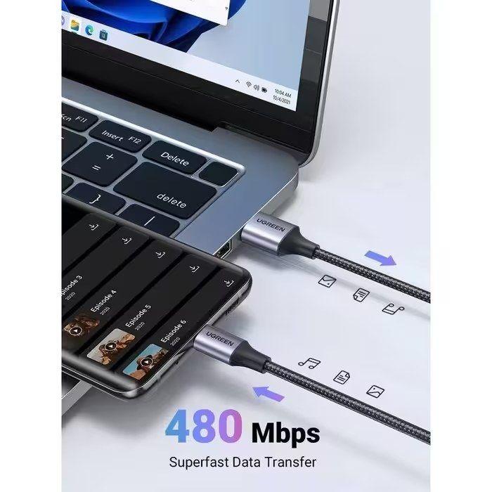 Cabo USB-A para USB-C UGREEN 60126 (1 m - USB A - USB C - Preto e Cinzento), miniatura 4