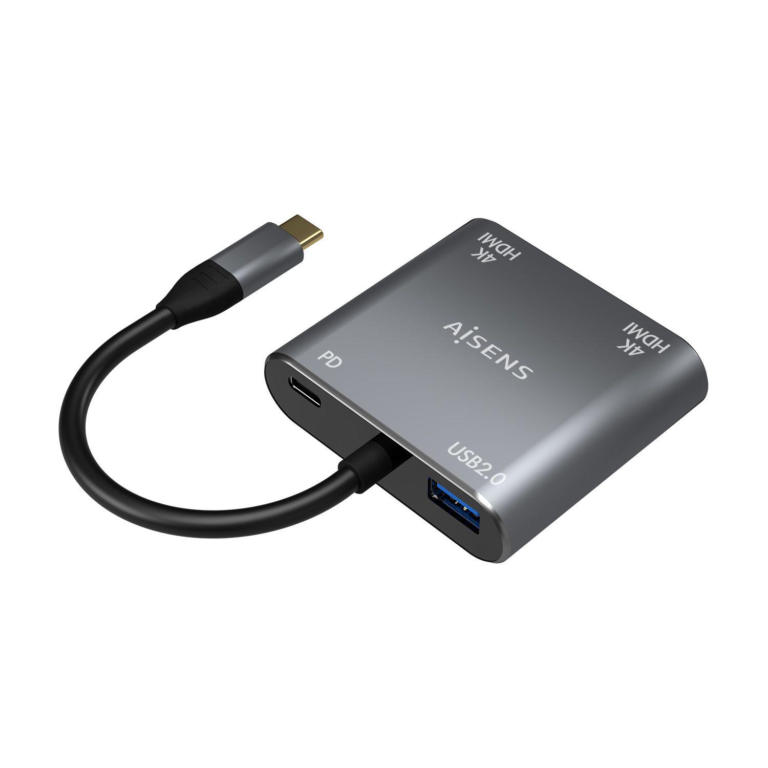 Conversor USB-C para 2x HDMI AISENS A109-0625 (0,15 m - USB Type-C - Cinzento), miniatura 2