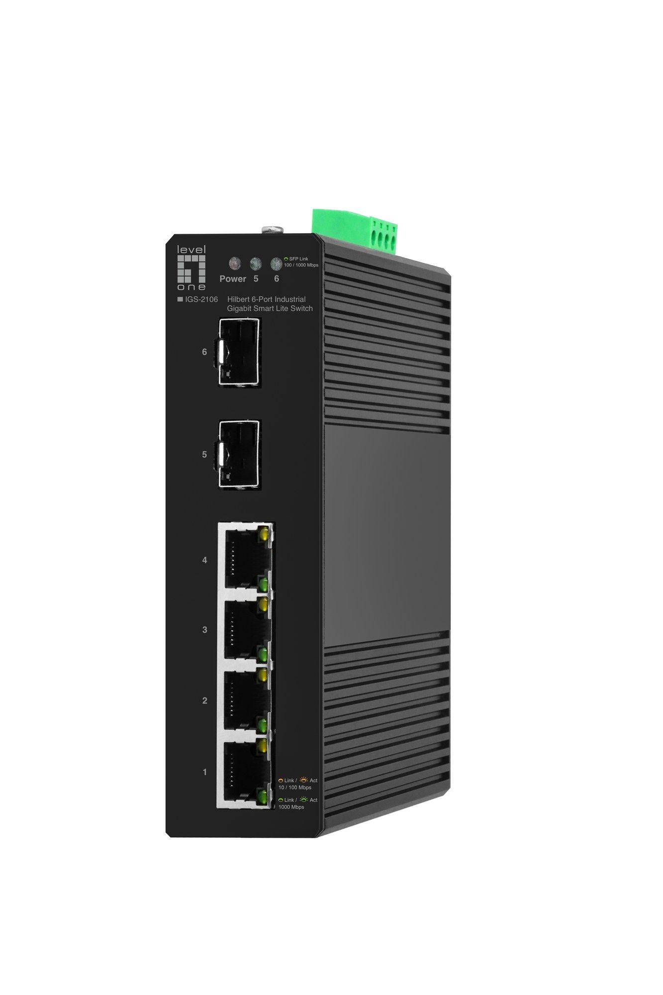 Switch Gerido Industrial LEVELONE IGS-2106 (Gigabit Ethernet - 1,5 MB - 12 Gbit/s - Preto)