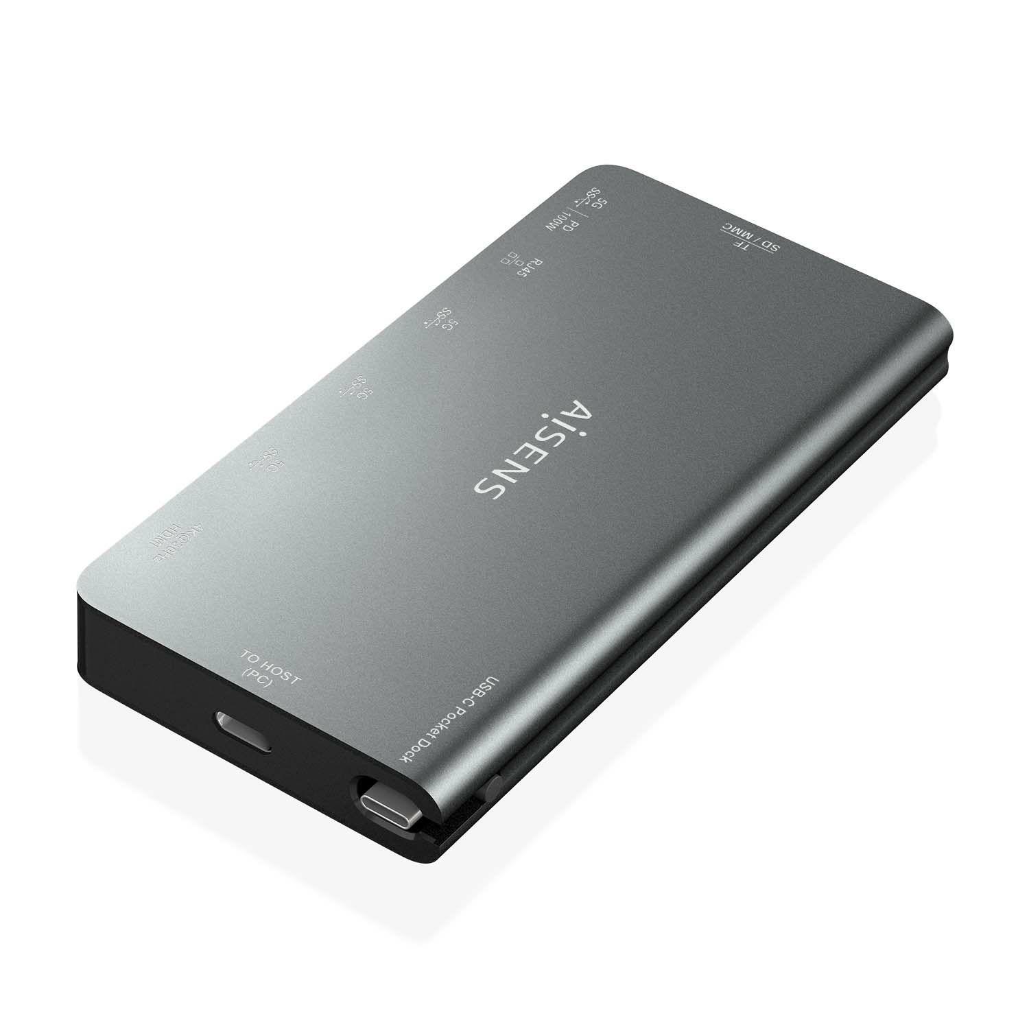 Hub USB-C AISENS ASUC-8P015-GR (0,1 m - Cinzento), miniatura 2