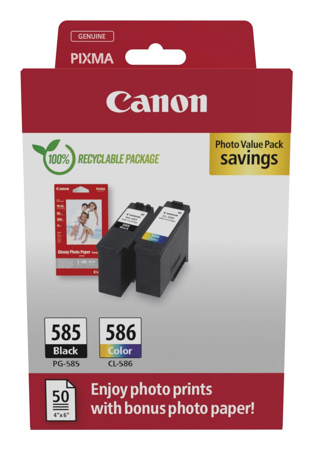 Pack de Tinteiros CANON 6205C004 PG-585/CL-586 (Preto, Ciano, Magenta e Amarelo)