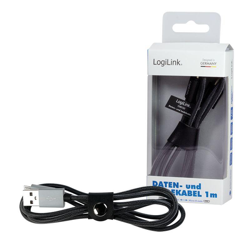 Cabo USB LOGILINK CU0132 (1 m - USB A - Micro-USB A - Cinzento), miniatura 2