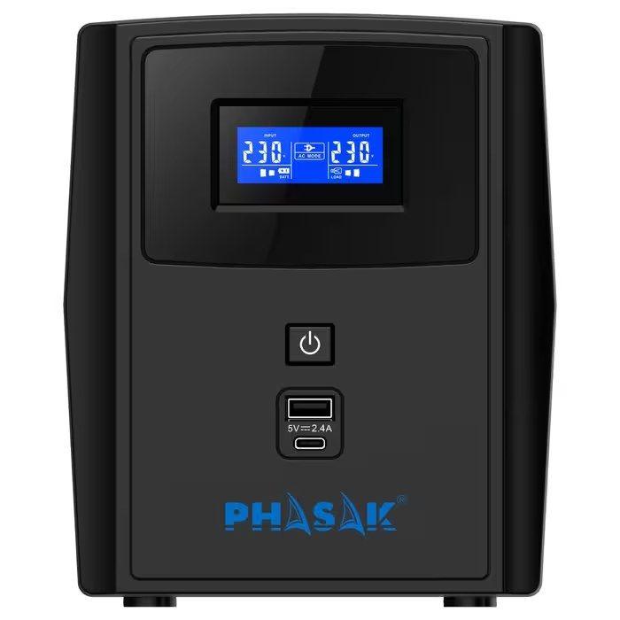 UPS PHASAK SIRIUS PH 7312 (USB Type-B - Tipo F - Preto) — miniatura 2