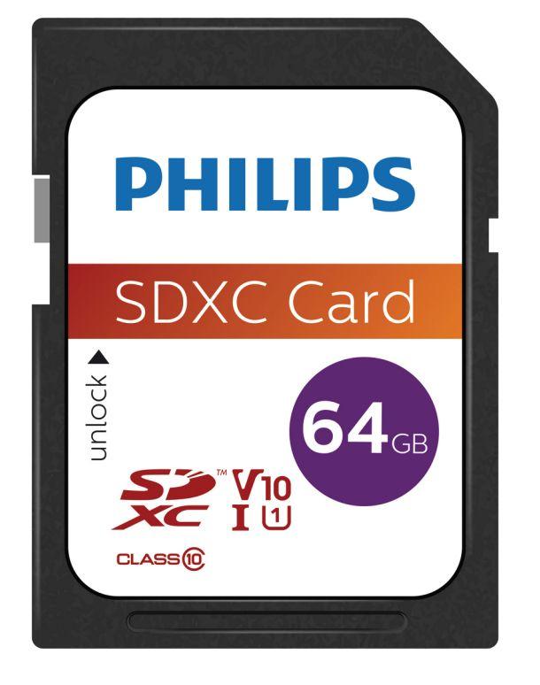 Cartão de Memória PHILIPS FM64SD55B/00 (64GB - Classe 10 - 80 MB/s - Preto e Branco)