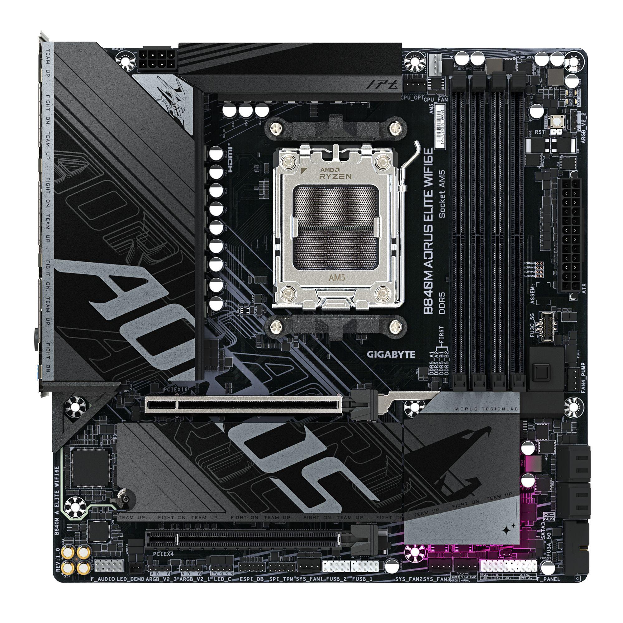 Motherboard GIGABYTE B840M AORUS ELITE WIFI6E (AM5 - micro ATX - Duplo canal - Castanho escuro), miniatura 2