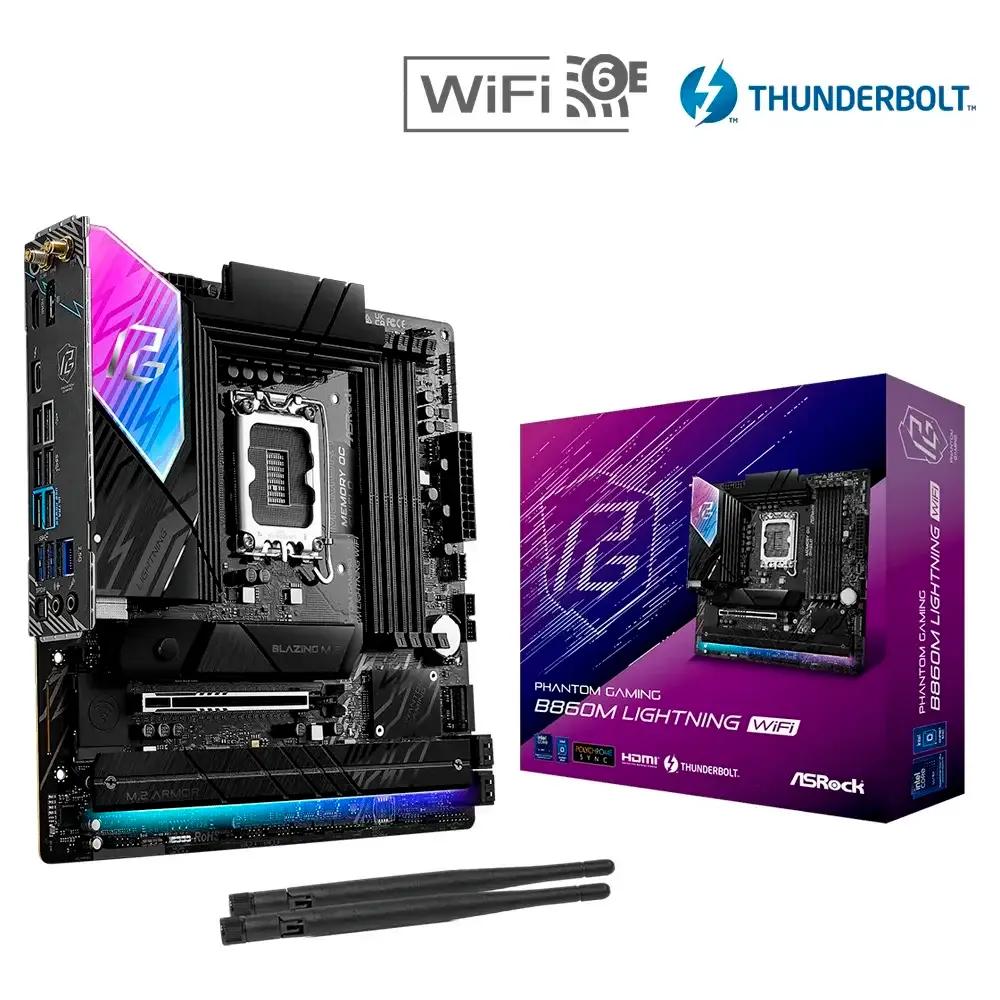 Motherboard ASROCK Phantom Gaming B860M Lightning WiFi (LGA 1851 - Intel Core Ultra - micro-ATX - Preto) — miniatura 2