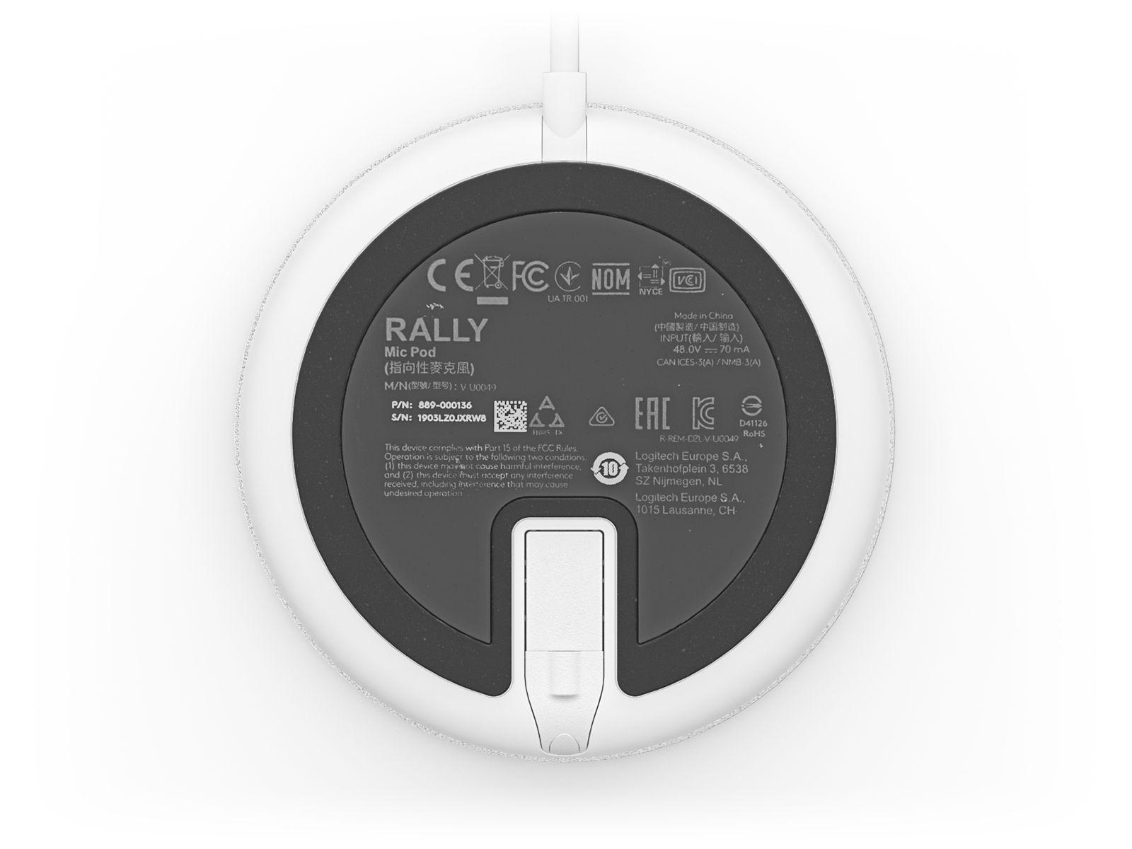 Microfone de Mesa LOGITECH Rally Mic Pod (Com fios - Branco) — miniatura 4