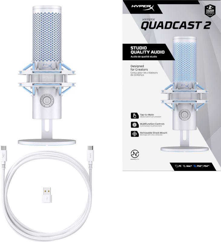 Microfone Condensador HYPERX QuadCast 2 (Microfone de mesa - Com fios - USB/3.5 mm - Cinzento) — miniatura 10