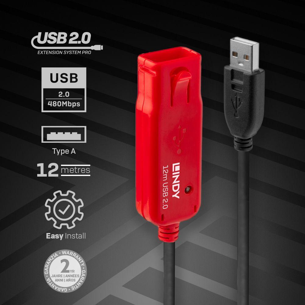 Cabo de Extensão USB LINDY 42782 (12 m - USB A - Preto) — miniatura 3