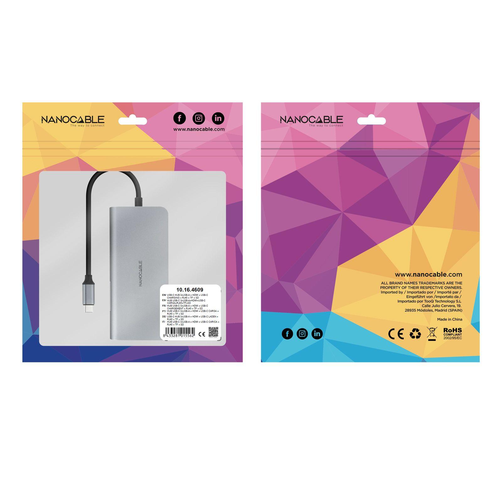 Hub USB-C NANOCABLE 10.16.4609 (0,18 m - Cinzento) — miniatura 6