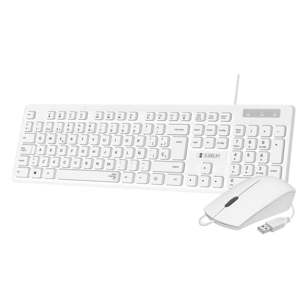 Conjunto de Teclado e Rato SUBBLIM Combo Business Slim Silent SUBKBC-CSSK02 (Espanhol - Membrana - Tamanho completo - Branco)