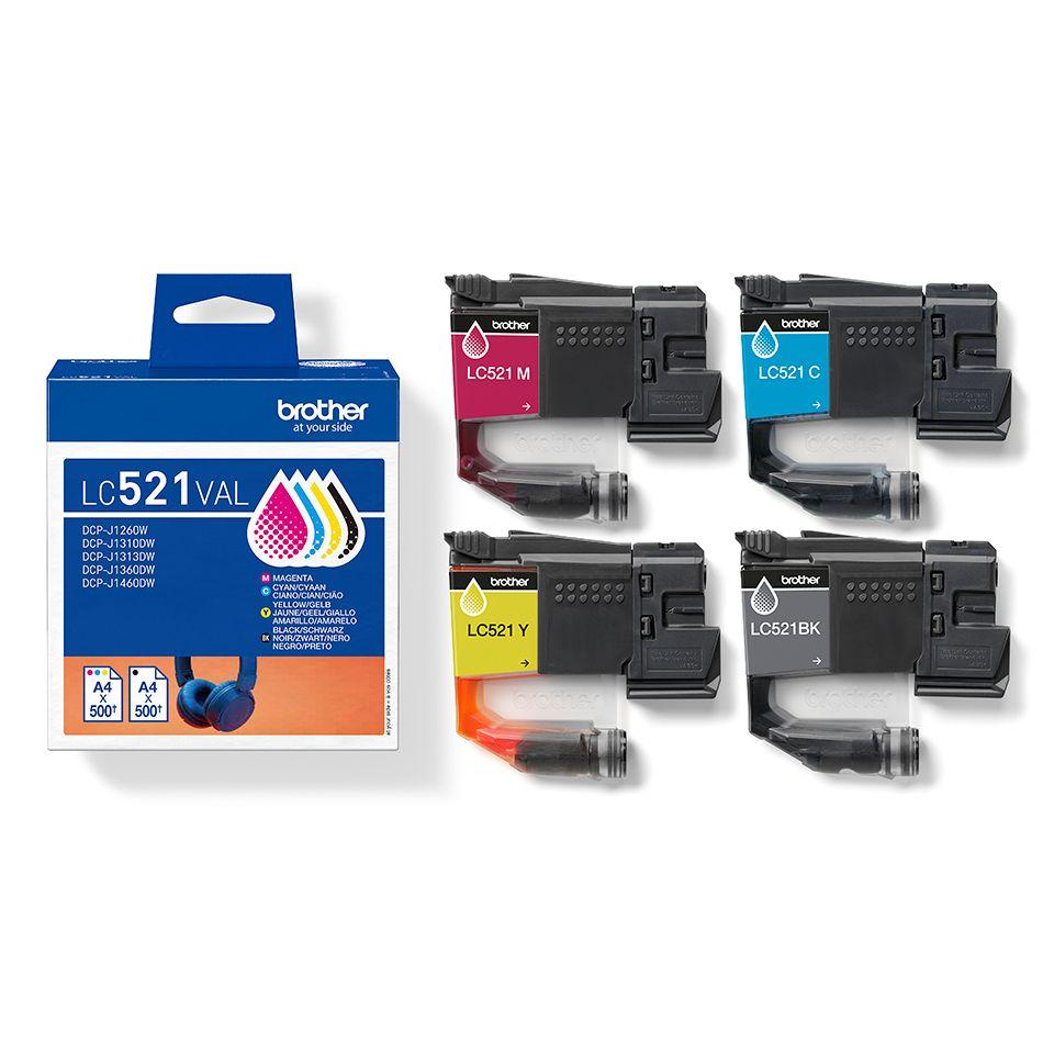 Multipack de Tinteiros BROTHER LC521VAL (500 páginas - Preto, Ciano, Magenta e Amarelo) — miniatura 4