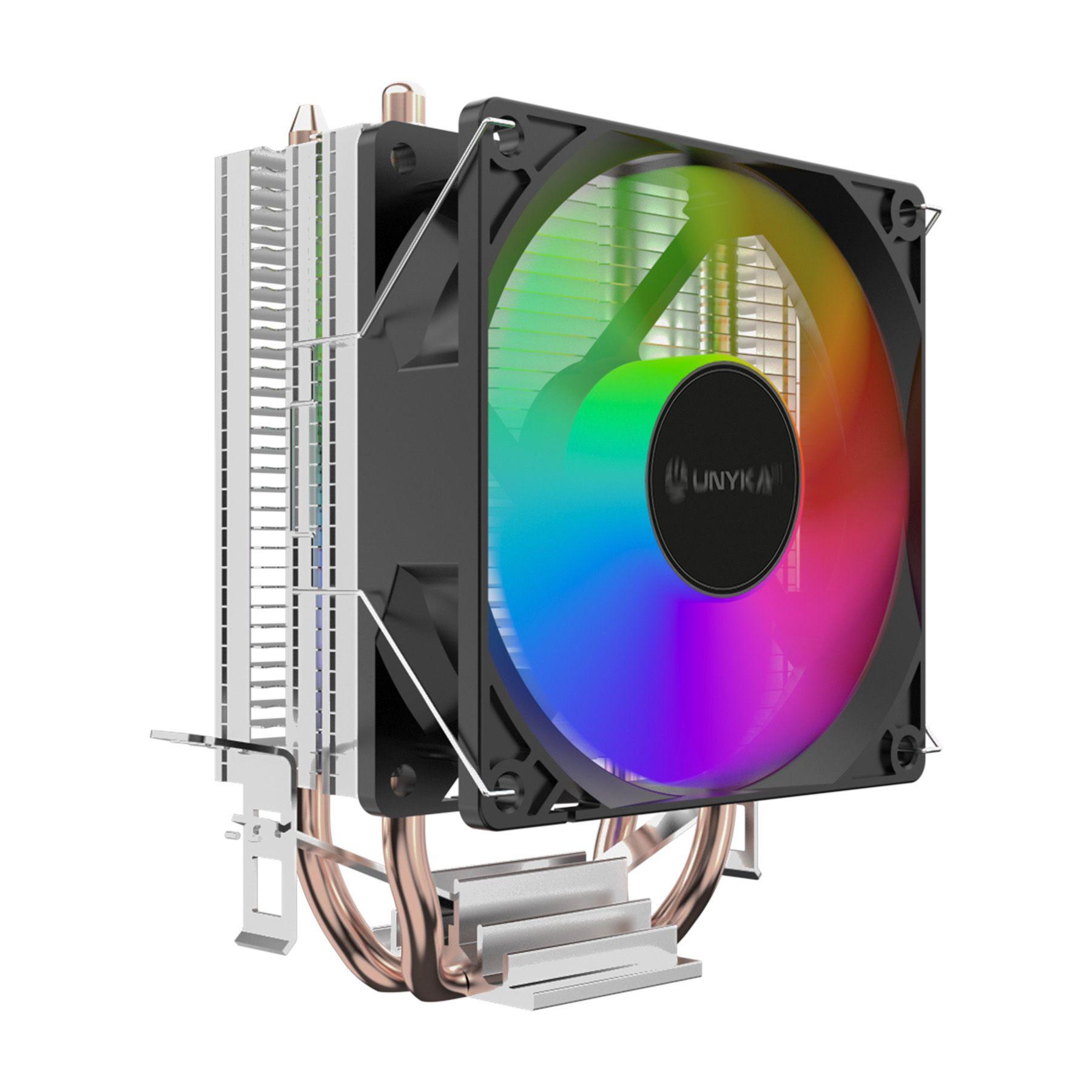 Dissipador de CPU UNYKAch UNYCOOL H21 ARGB (90 mm - 2000 RPM - Vermelho, Verde, Azul - Preto e Cinzento)