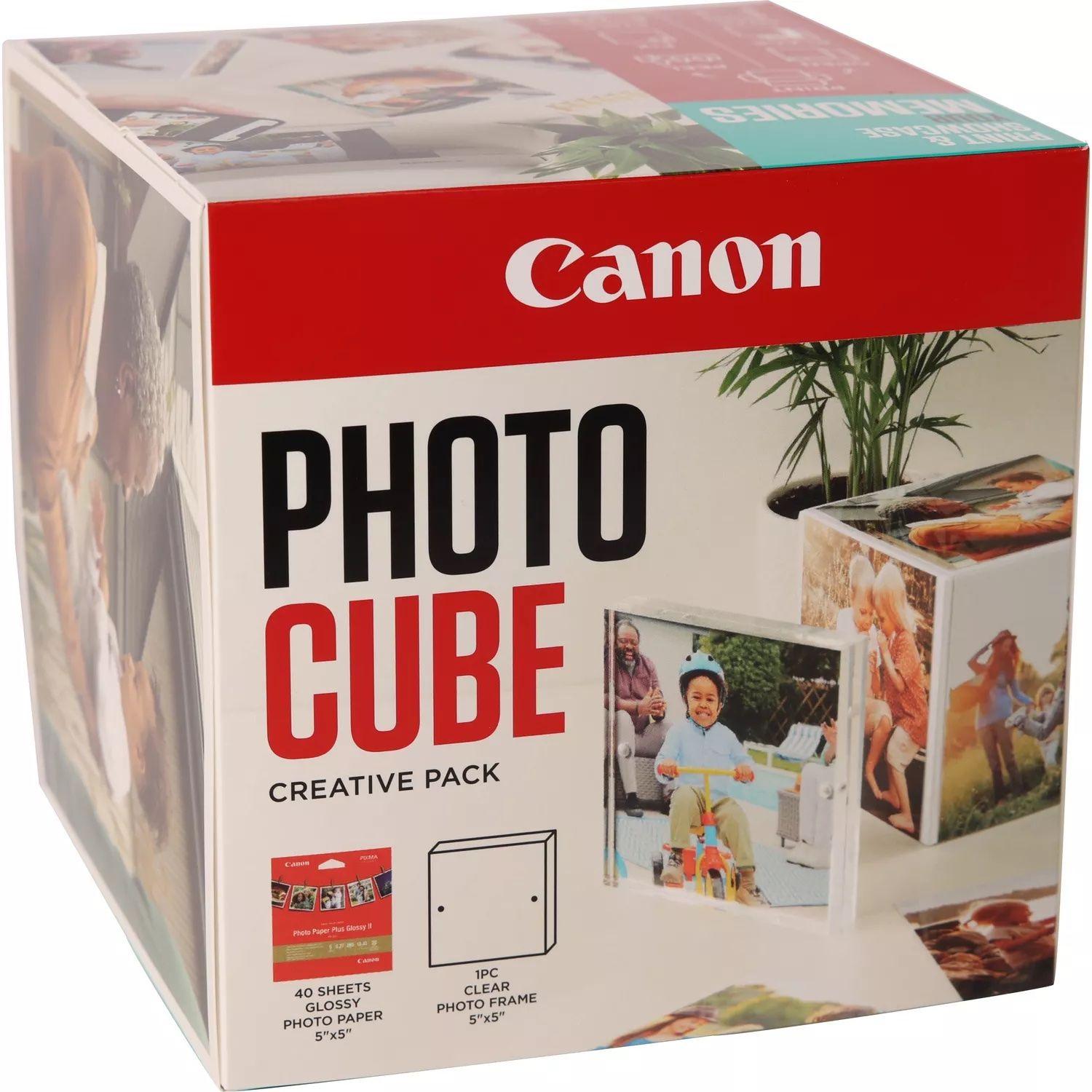 Conjunto de Moldura Fotográfica e Papel Fotográfico CANON Photo Cube Creative + PP-201 (Azul)