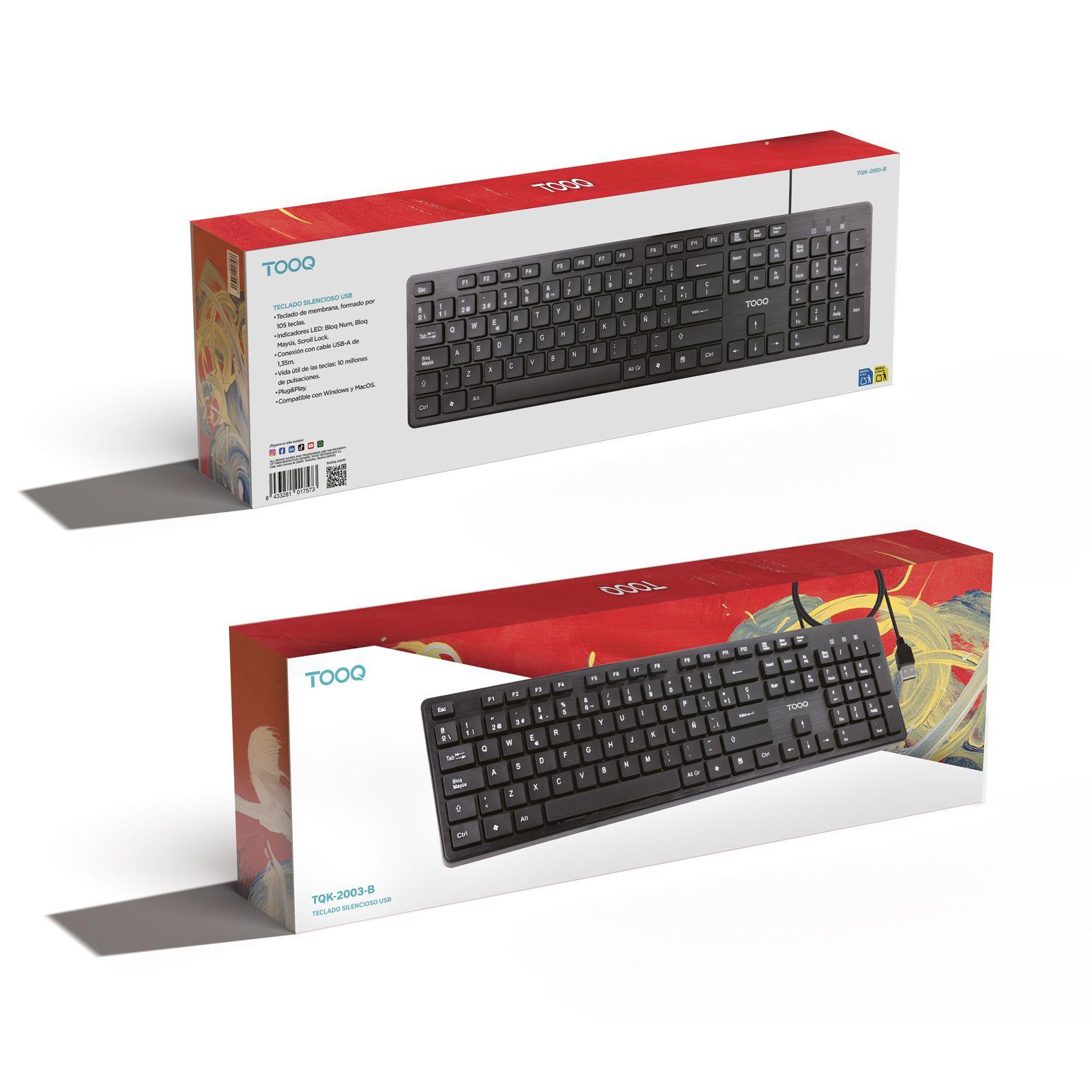 Teclado TOOQ TQK-2003-B (Interruptor de membrana - USB - Com fios - Preto) — miniatura 5