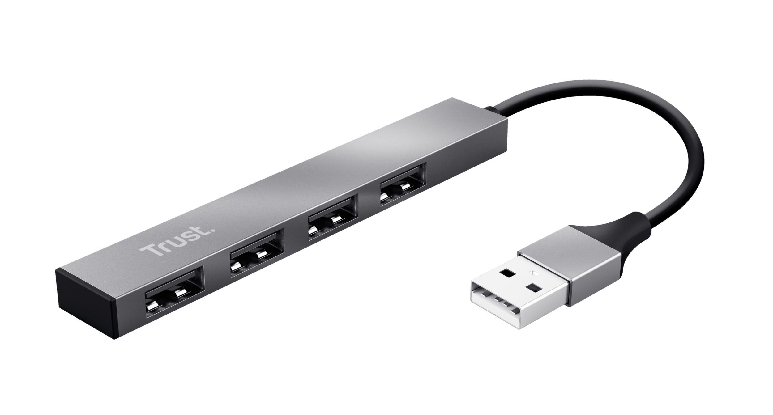 Hub USB TRUST Halyx 23786 (0,1 m - USB-A - notebook, computador - Alumínio)