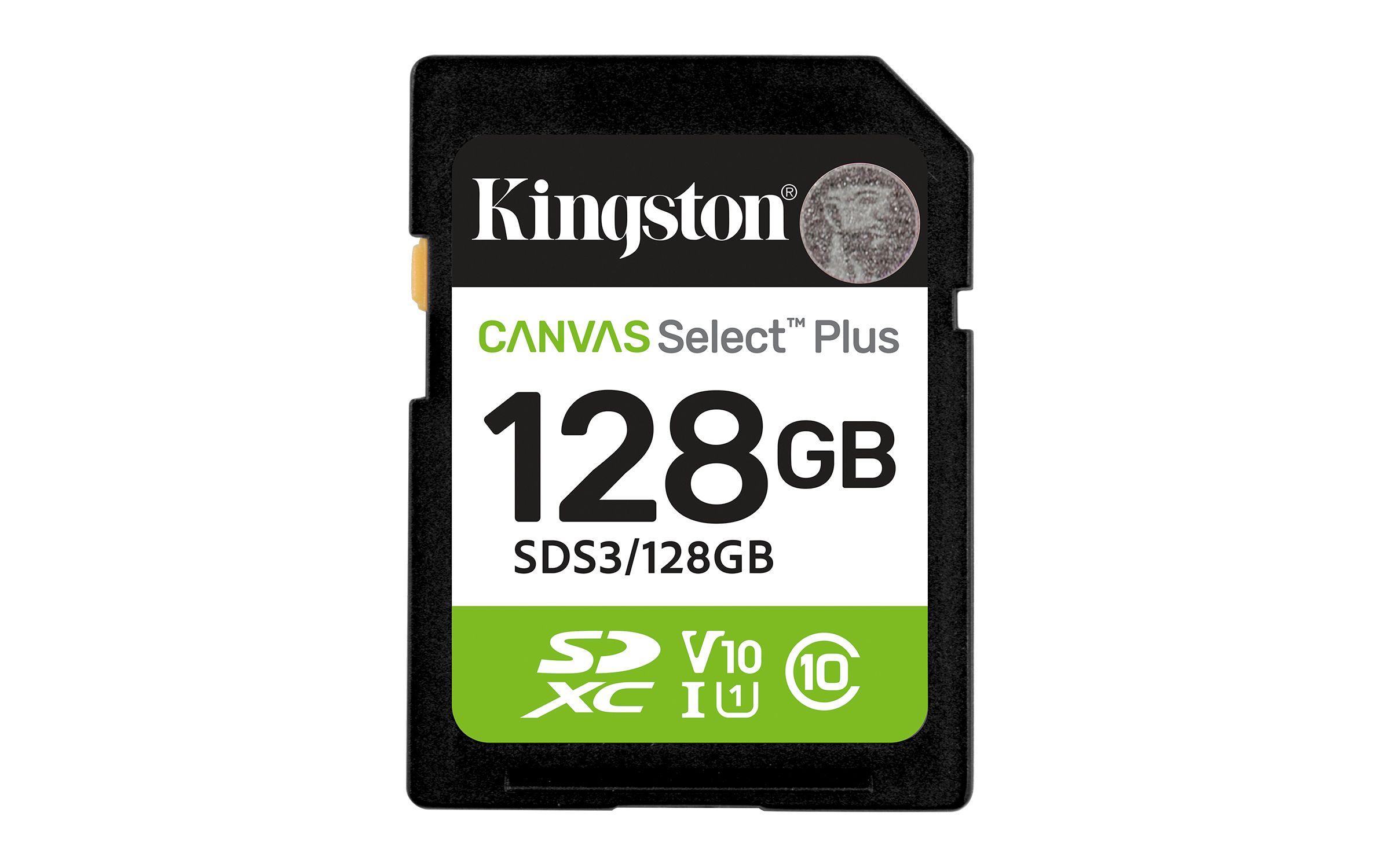 Cartão de Memória KINGSTON Canvas Select Plus Gen3 SDS3/128GB (128GB - Classe 10 - 150 MB/s - Verde, Preto e Branco)