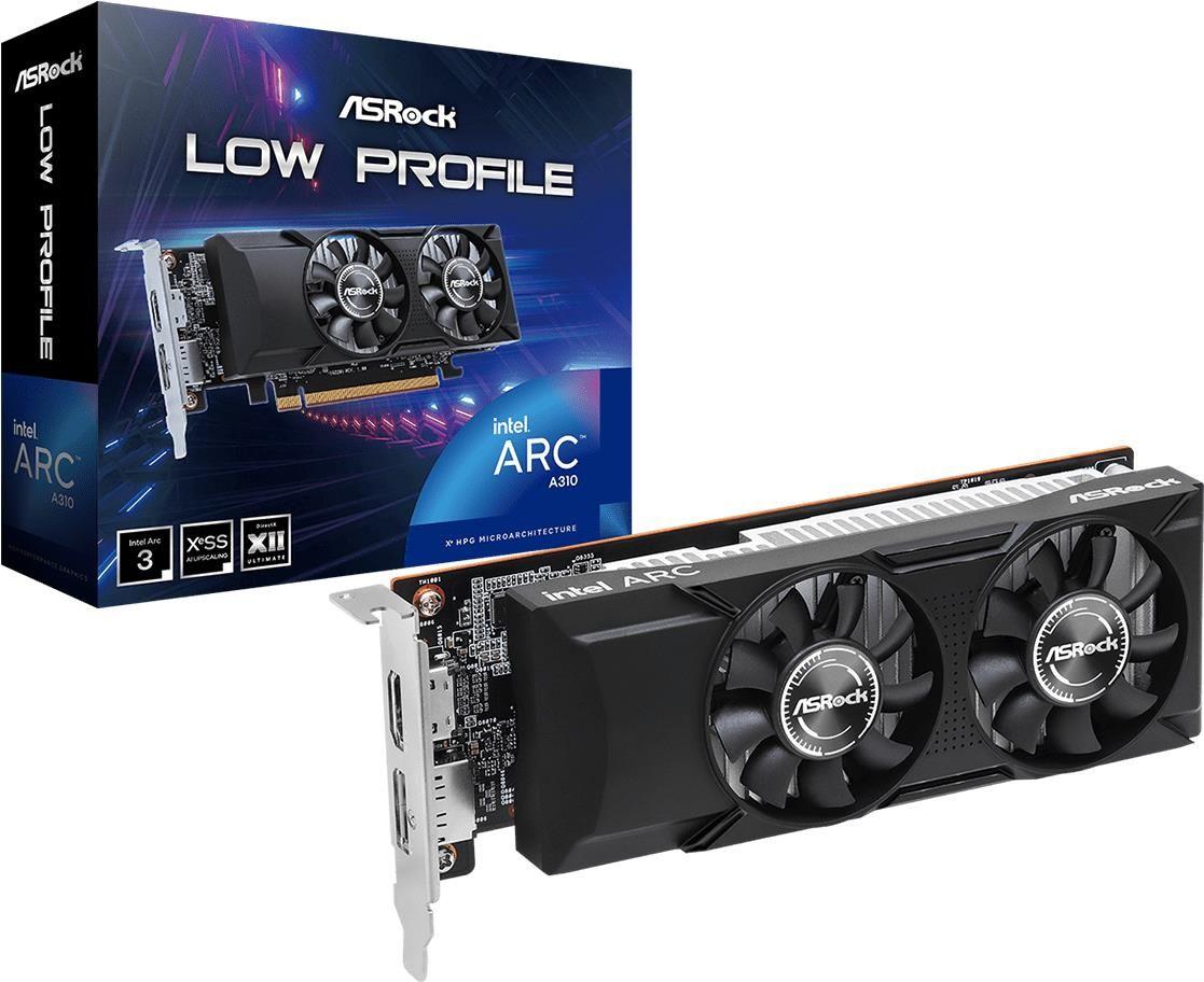 Placa Gráfica ASROCK Intel Arc A310 Low Profile (Intel Arc A310 - 15 Gbps - 4 GB - Preto)