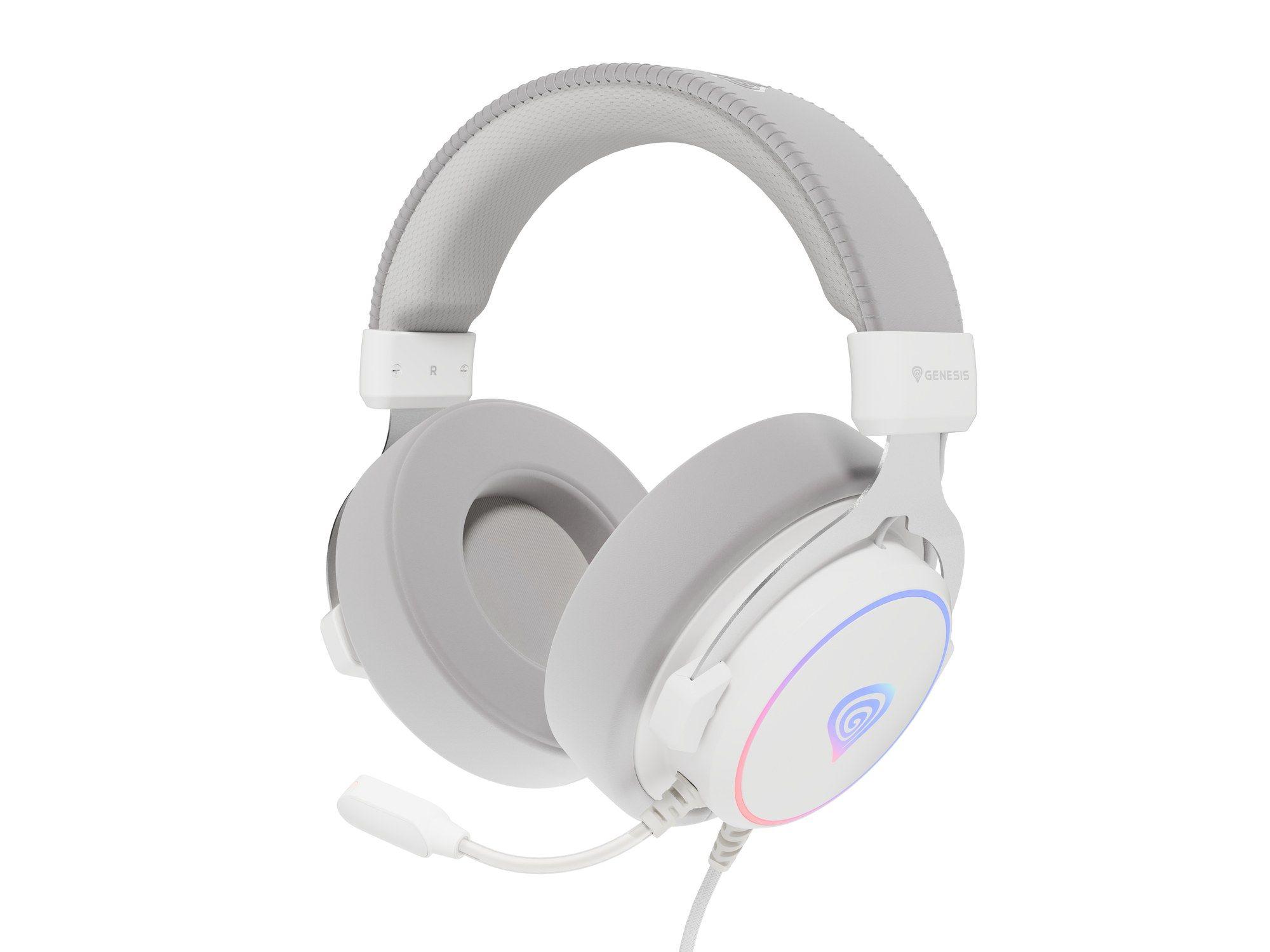Headset Gaming GENESIS Neon 764 (Binaural - Com fios - Circum-aural - Branco)