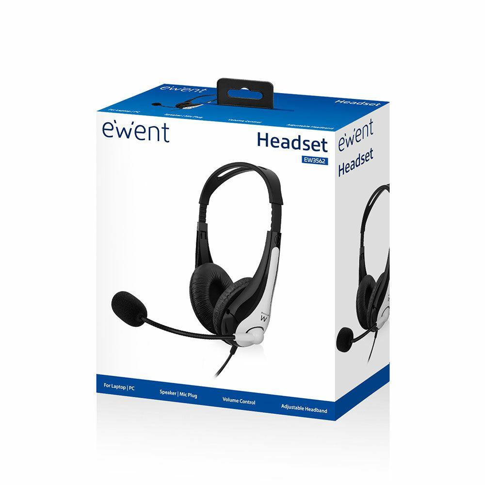 Headset EWENT EW3562 (Binaural - Com fios - Circum-aural - Preto e Prateado), miniatura 5