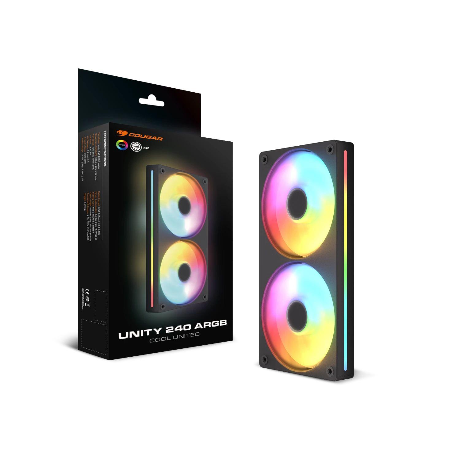 Conjunto de Ventoinhas para Caixa COUGAR CF-UN240FB-RGB (240 mm - 2 Ventoinhas - RGB - Preto) — miniatura 4