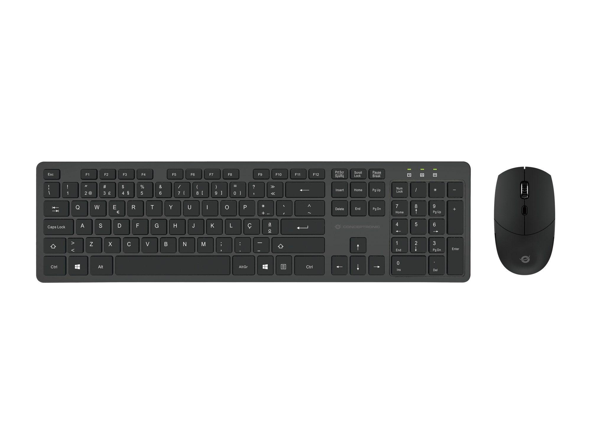 Teclado CONCEPTRONIC ORAZIO01PT (Português - Tamanho completo - RF Wireless - Preto)