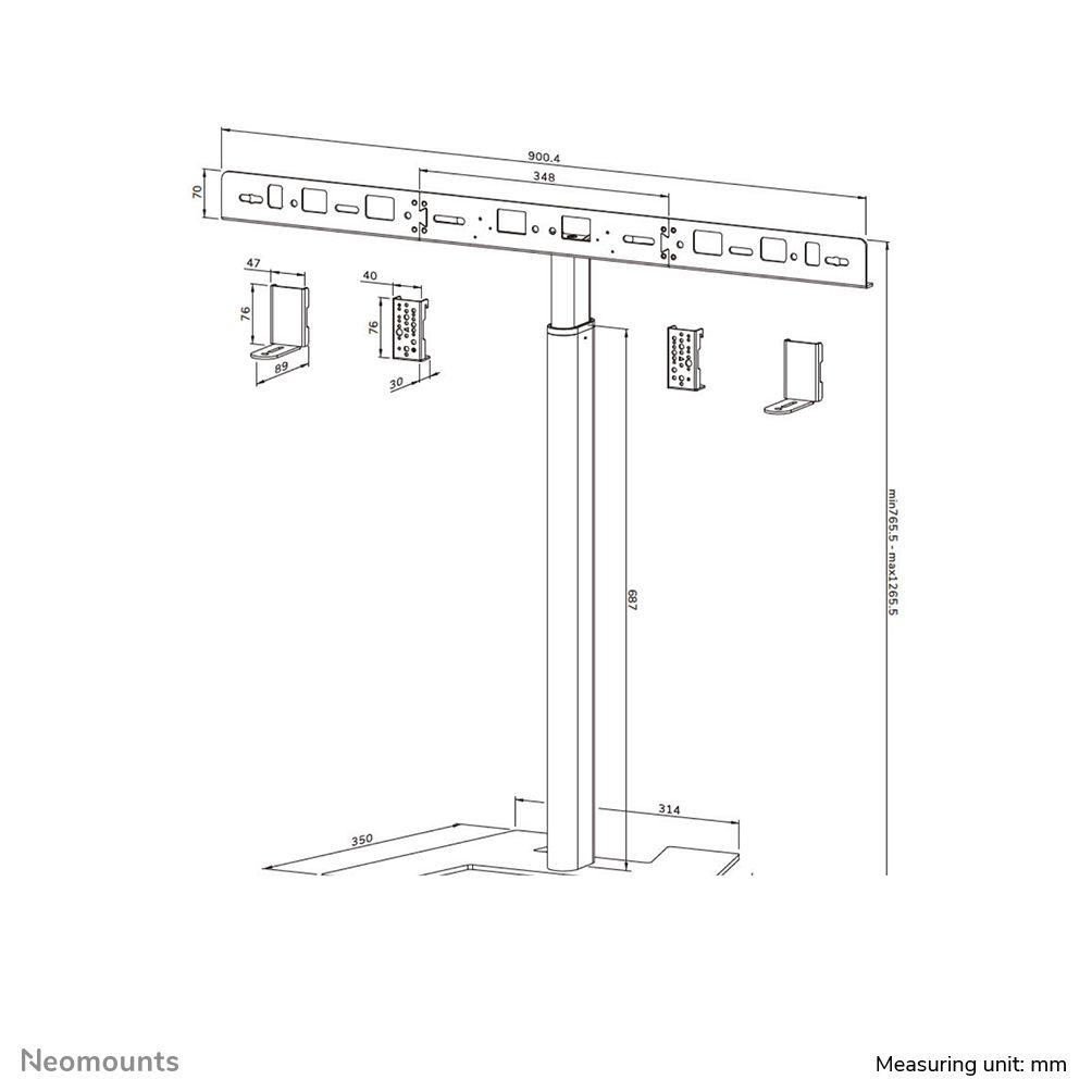 Suporte de Chão para Videobar NEOMOUNTS AV80-500BL (200 x 200 mm a 800 x 600 mm - 800 x 600 mm - 200 x 200 mm - Preto), miniatura 11
