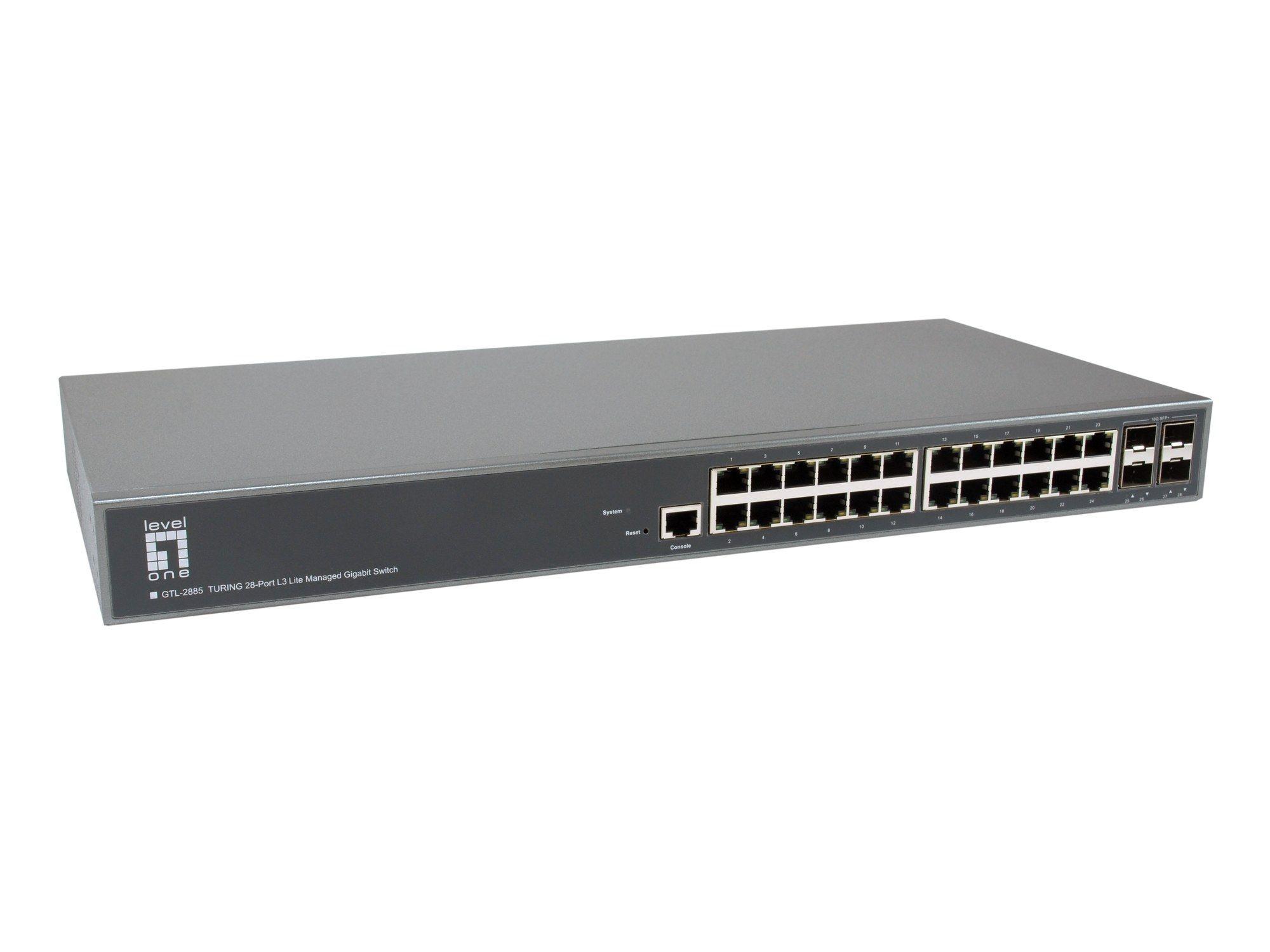 Switch Gerido LEVEL ONE GTL-2885 (Gigabit Ethernet - Gigabit Ethernet 10/100/1000 - 128 Gbit/s - Cinzento)