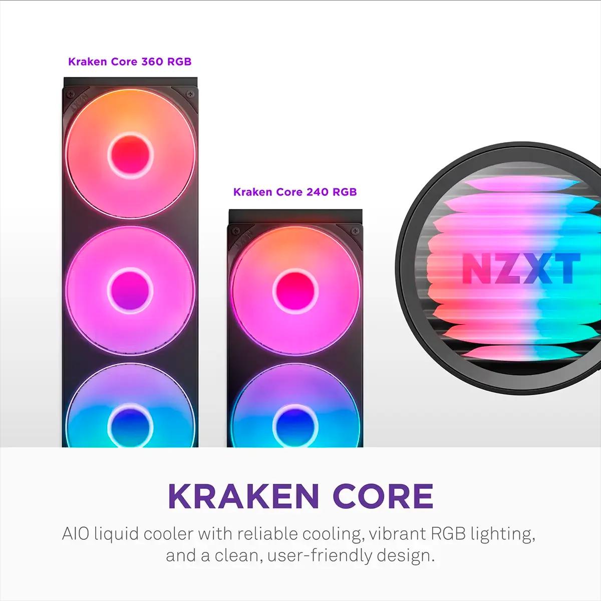Kit de Refrigeração Líquida CPU NZXT Kraken Core 240 RGB (120 mm - 2400 RPM - Multi - Preto) — miniatura 2
