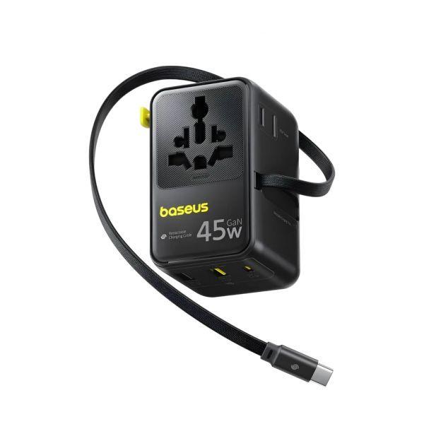 Carregador de Viagem Universal BASEUS PicoGo AG11 Fast (45 W - GaN - 2 tomadas universais - Preto Cósmico) — miniatura 2