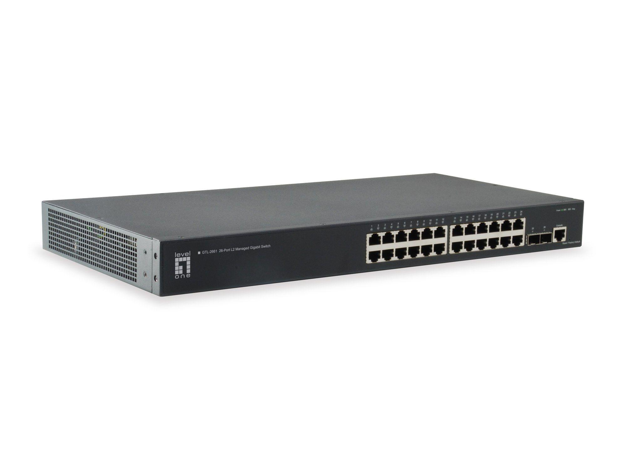 Switch LEVELONE GTL-2661 (Gigabit Ethernet - 12 MB - 88 Gbit/s - Preto)