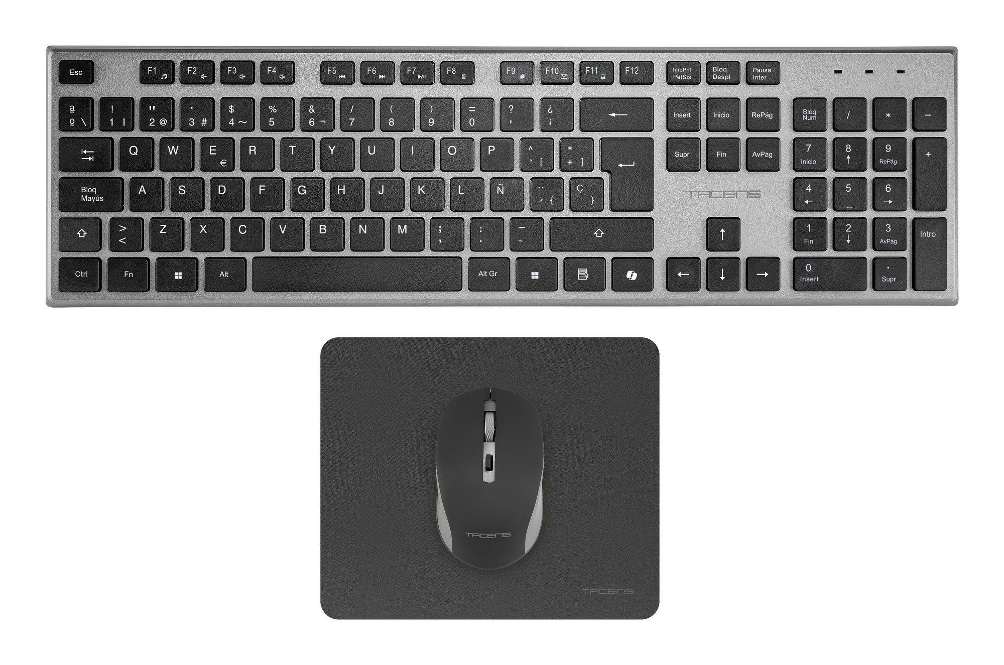Conjunto de Teclado e Rato TACENS Zenith 6ZENITHES (Espanhol - Interruptor de membrana - Tamanho completo - Cinzento)