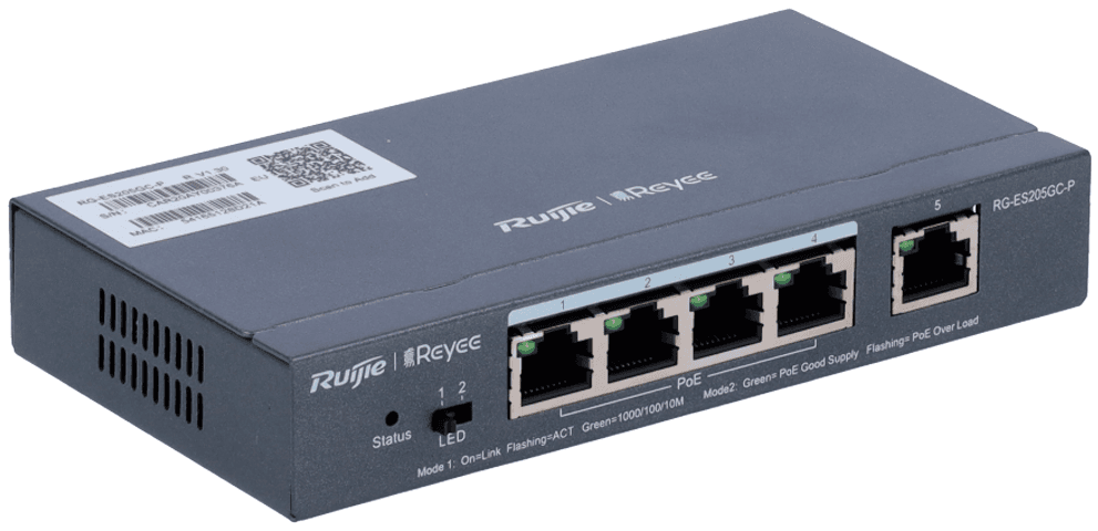 Switch Gerível REYEE RG-ES205GC-P (5 x 10/100/1000 Mbps - Até 54 W - PoE+ 54 W), miniatura 3