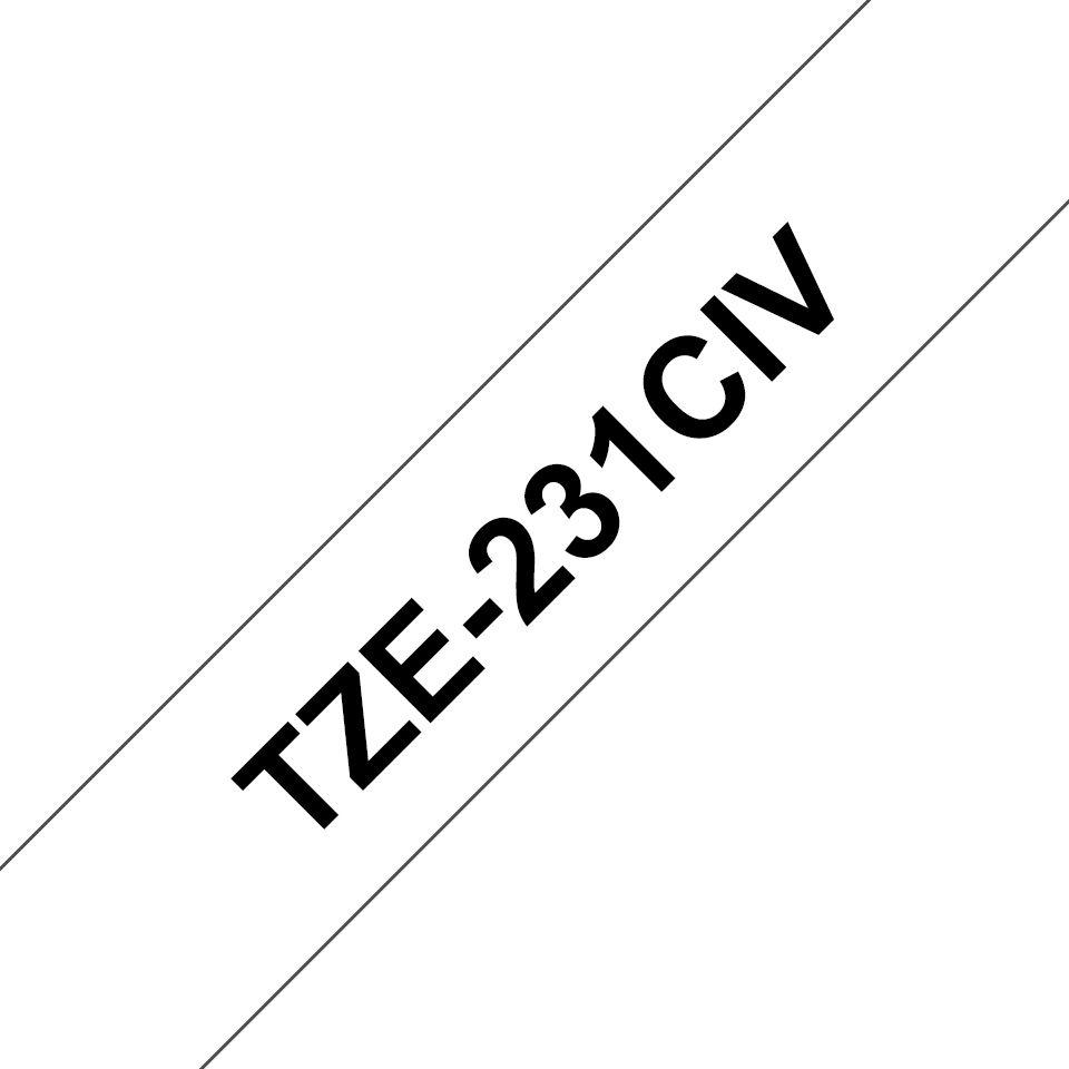Fita para Etiquetadora BROTHER TZE-231CIV (Preto sobre Branco)