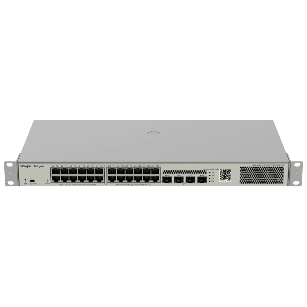 Switch de Rede Gerido RUIJIE RG-NBS3100-24GT4SFP-V2 (56 Gbit/s - L2 - 9216 bytes - Metálico)