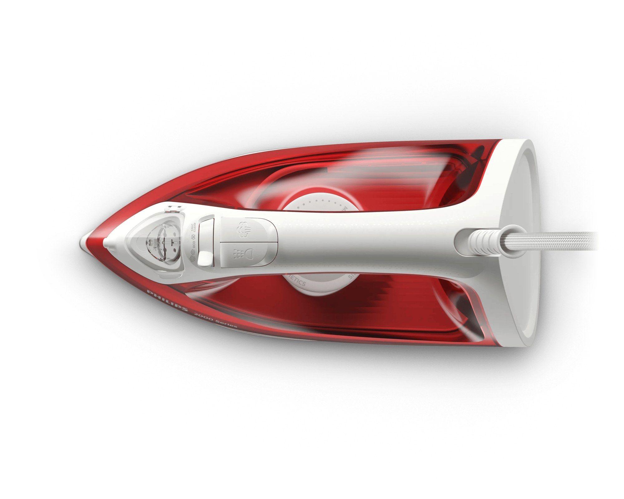 Ferro de Engomar a Vapor PHILIPS Série 2000 DST2010/40 (2000 W - 0,25 l - Base antiaderente - Vermelho/Branco) — miniatura 7