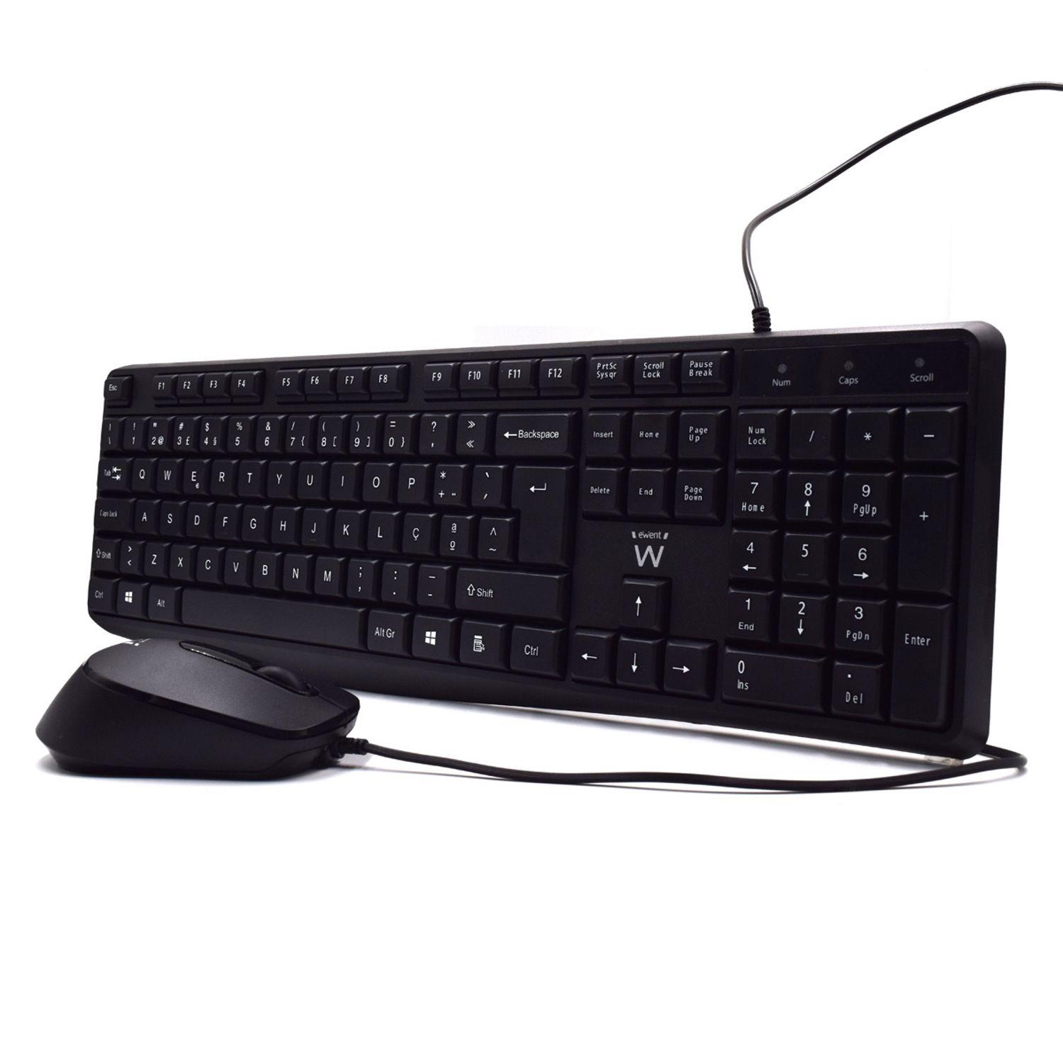 Conjunto Teclado e Rato EWENT EW3007 (Português - Membrana - Tamanho completo - Preto), miniatura 2