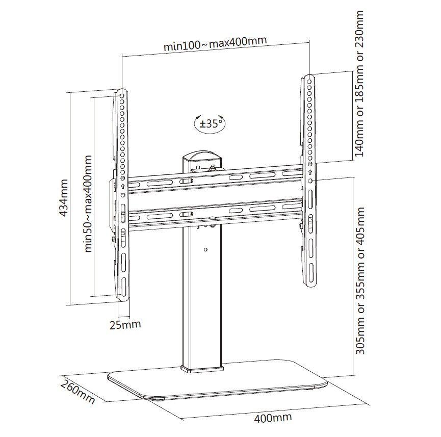 Suporte de Mesa para TV EQUIP 650611 (32–55" - VESA até 400 x 400 mm - Preto) — miniatura 9