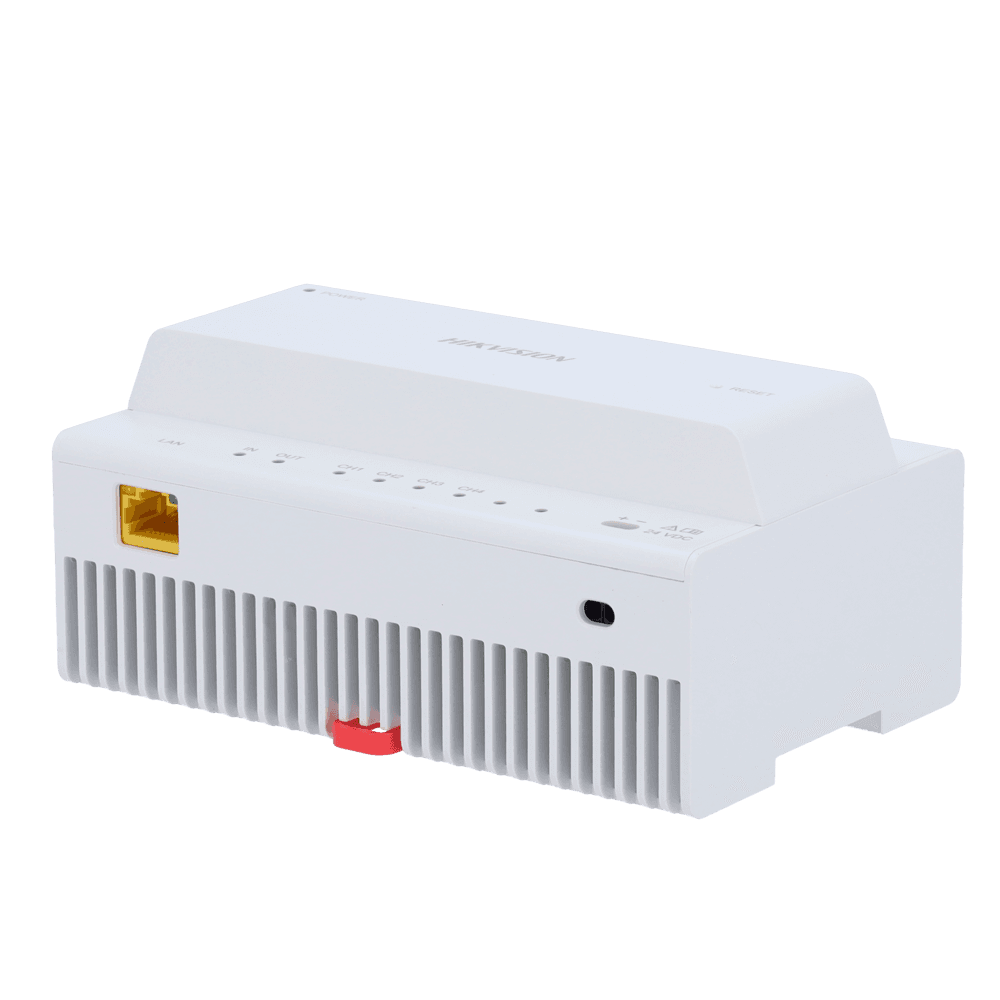 Conversor e Distribuidor de Vídeoporteiro HIKVISION DS-KAD704Y (4 canais de 2 fios - TCP/IP por RJ45)