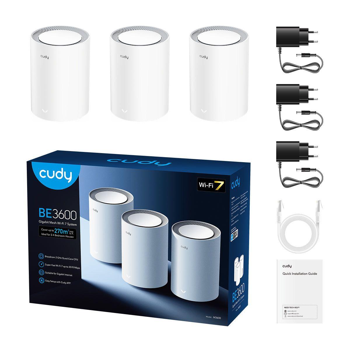 Sistema Wi-Fi Mesh CUDY M3600(3-PACK) (Wi-Fi 7 - 2882 Mbit/s - Dual-band - Branco), miniatura 3