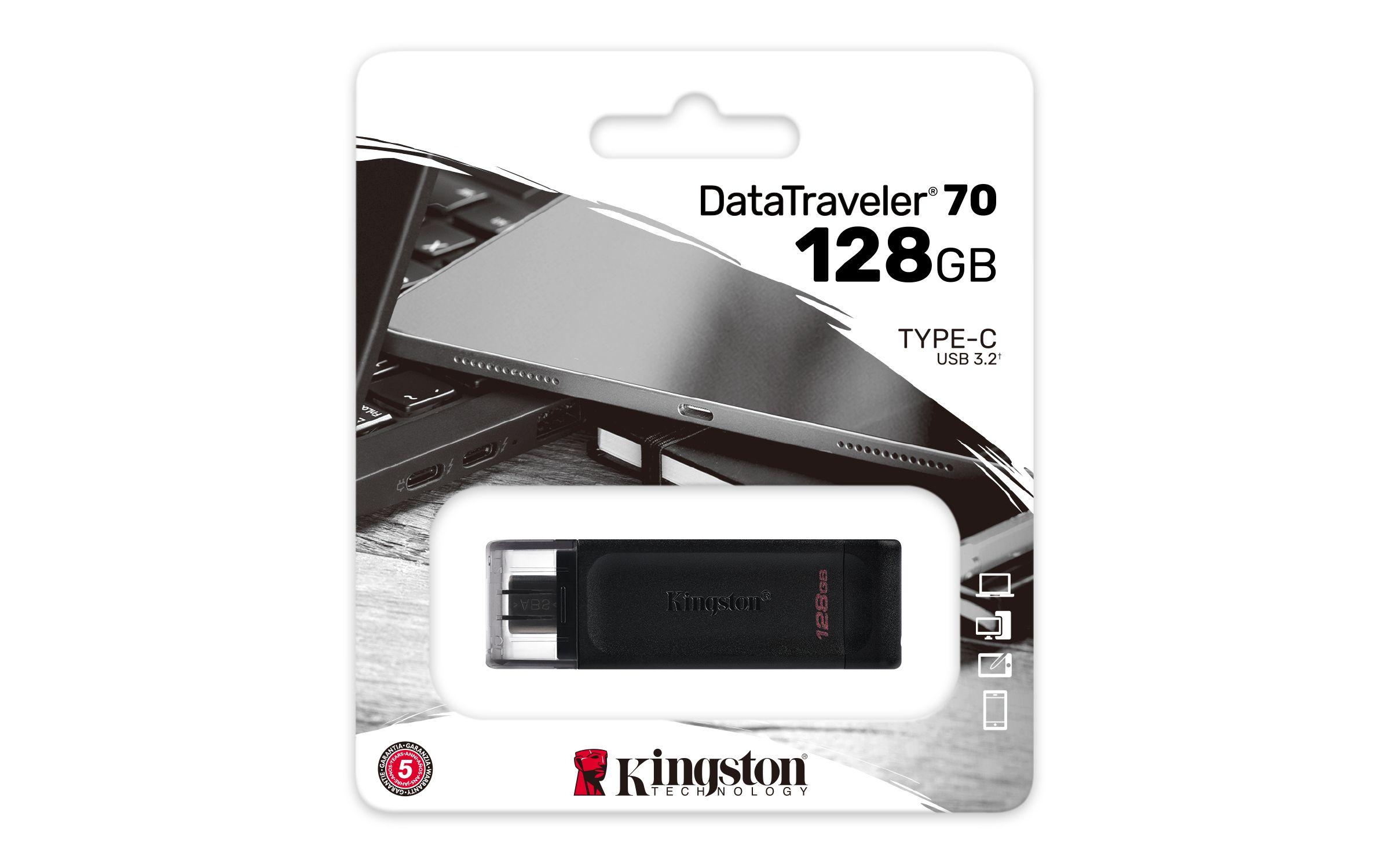 Pen USB KINGSTON DataTraveler 70 DT70/128GB (128 GB - USB Type-C - 3.2 Gen 1 - Preto) — miniatura 5